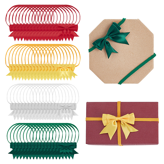 60 шт. 4 цвета эластичные полиэстеровые ремни с бантом, упаковка подарков, декорирование коробок для вечеринок