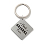 Mother's Day Gift 201 Stainless Steel Flat Round/Rhombus/Rectangle with Word Keychains, with Iron Key Rings