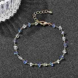 Браслеты-цепочки из латуни и стекла для женщин, треугольные, без никеля 