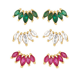 Minimalist and Versatile 18K Gold-Plated Copper Earrings with Zirconia Studs for Women