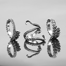 Punk style octopus alloy open ring dark night exaggerated octopus ring