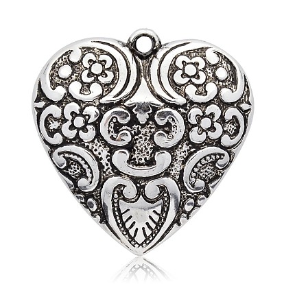 Coeur pendentifs en plastique ccb, 50x49x17mm, Trou: 4mm