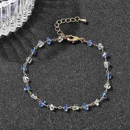 Браслеты-цепочки из латуни и стекла для женщин, треугольные, без никеля 