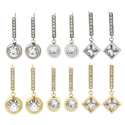 Ионное покрытие (ip) 304 серьги-гвоздики из нержавеющей стали со стразами и кубическим цирконием для женщин