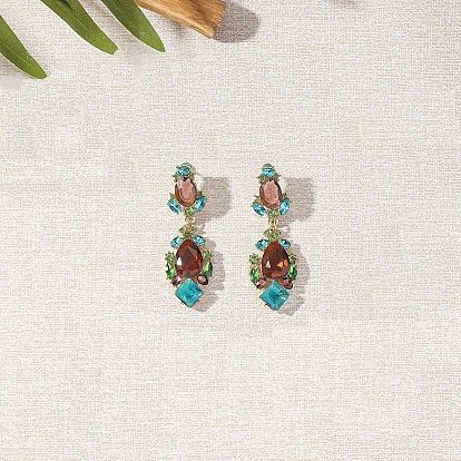 Роскошные серьги-гвоздики из сплава стекла для женщин, овал и слеза