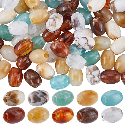100шт 10цвета непрозрачные акриловые бусины ручной работы, два тона, овальные