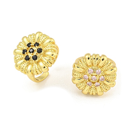 Женские кольца-манжеты из латуни с микро-паве и цветком циркония, покрытые стойкой, для женщин, без свинца и без кадмия, долговечный