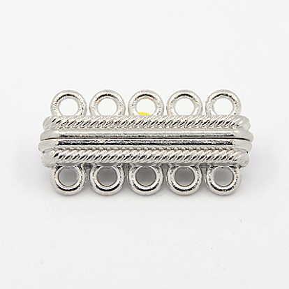 Магнитные застежки из сплава с петлями, с 10 отверстия, прямоугольные, 33x17x7.5 мм, отверстие : 2.5 мм