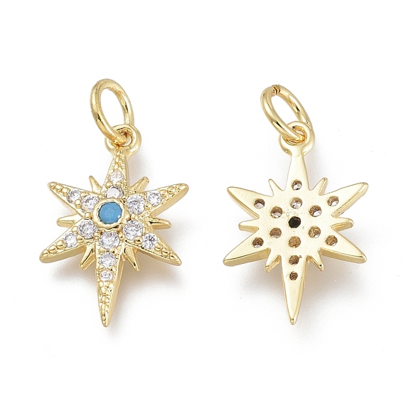 Латунные микропаве прозрачные кубические циркониевые подвески, с прыжковых колец, долговечный, звезда