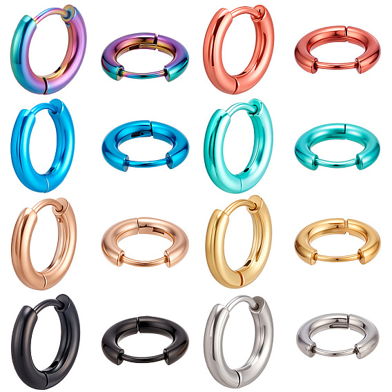 16 шт. 8 цвета 304 серьги-кольца из нержавеющей стали для женщин и мужчин