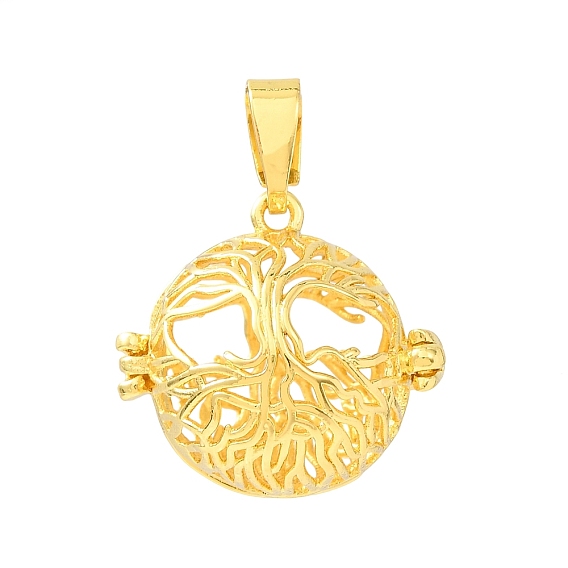 Brass Cage Pendants, Life of Tree Charms, Rack Plating