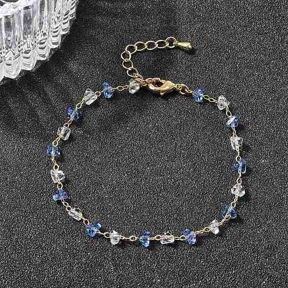 Браслеты-цепочки из латуни и стекла для женщин, треугольные, без никеля 