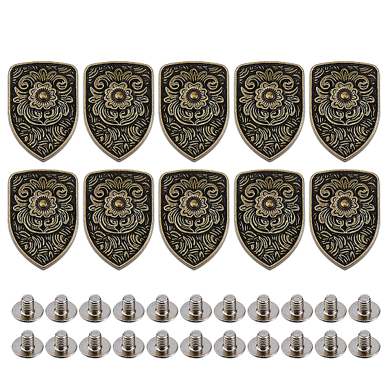 10шт. декоративные заклепки из сплава, с железным винтом, для кошелька, , украшение кожаных ремесел, щит