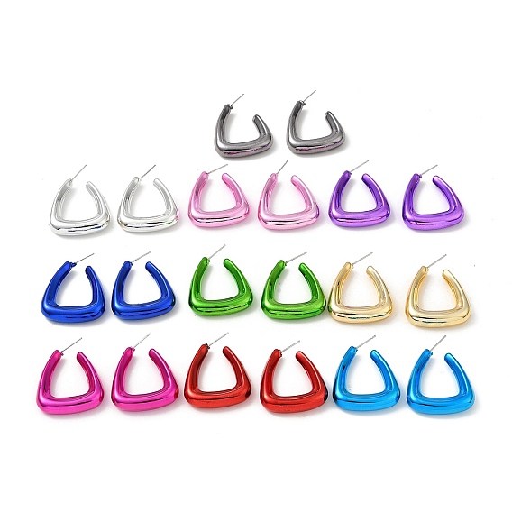 Triangle Acrylic Stud Earrings, Half Hoop Earrings with 316 Surgical Stainless Steel Pins
