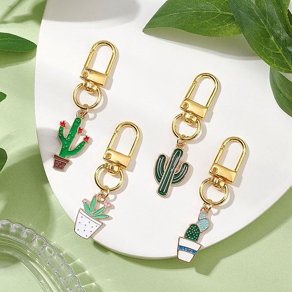 Эмалевые подвесные украшения из сплава кактуса, Поворотные застежки-брелки для украшения сумок