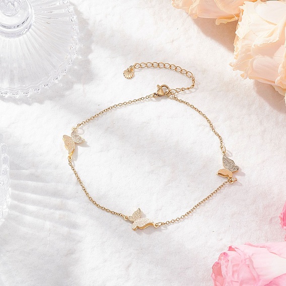 304 женские браслеты на ногу из нержавеющей стали с цепочкой-бабочкой