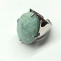 Регулируемое кольцо из натурального камня с граненой поверхностью и сверкающими украшениями из сине-зеленого жадеита