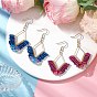 2 Pairs 2 Colors Braided Glass & 201 Stainless Steel Dangle Earrings, Flower Dangle Earrings for Women, Golden