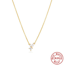 Exquisite S925 Sterling Silver Ice Crystal Pendant with Diamond Accent - Chic and Elegant Necklace for Daily Wear