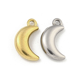 Ion Plating(IP) 304 Stainless Steel Charms, Moon Charm