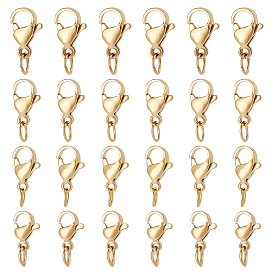 40шт 4 стили 304 застежки-карабины из нержавеющей стали, с открытым прыжковым кольцом