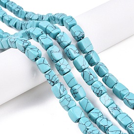 Synthetic Turquoise Dyed Beads Strands, Cuboid