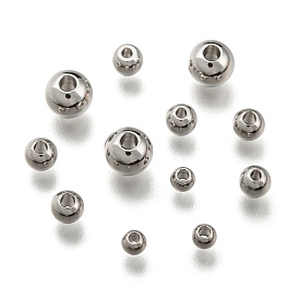 304 Stainless Steel Smooth Round Beads, Ion Plating (IP)