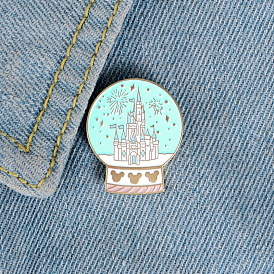 Enchanting Crystal Ball Castle Palace Brooch Pin for Cute and Versatile Fashion Accessory