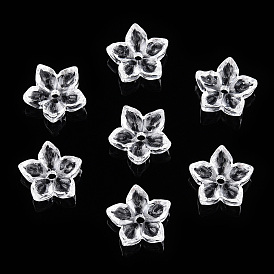 Transparent Glass Bead Caps, Five-petaled Flowers