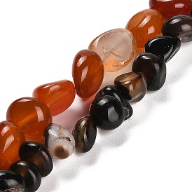 Natural Agate Beads Strands, Dyed & Heated, Tumbled Stone, Nuggets