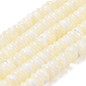 Natural Trochus Shell Beads Strands, Rondelle, Bleach