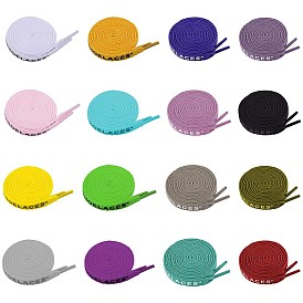 32Pcs 16 Colors Polyester Flat Custom Shoelace, Flat Sneaker Shoe String with Word, for Kids and Adults