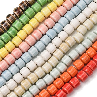 Perles en porcelaine manuelles, porcelaine émaillée lumineux, baril