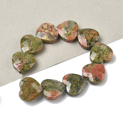Природные Unakite бисер нитей, граненые, сердце