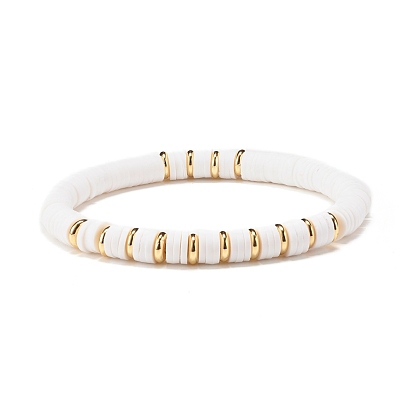 Heishi bead bracelet, Boho chic bracelet, White and gold heishi bracelet –  Crystal boutique