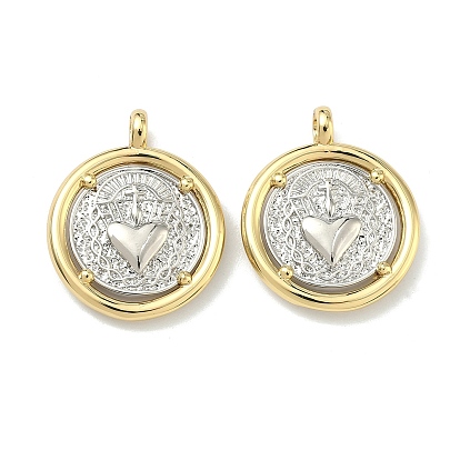 Латунные подвески, плоская круглая форма с амулетом в виде священного сердца, без кадмия и без свинца, долговечный, стойки покрытие