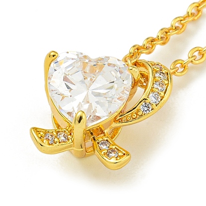 Ионное покрытие (ip) 304 ожерелья-цепочки из нержавеющей стали, латунные прозрачные кубические цирконии ожерелья с подвеской в форме сердца