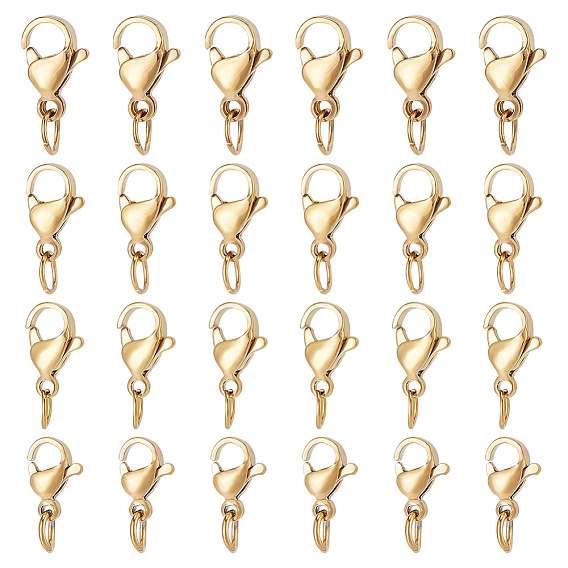 40шт 4 стили 304 застежки-карабины из нержавеющей стали, с открытым прыжковым кольцом