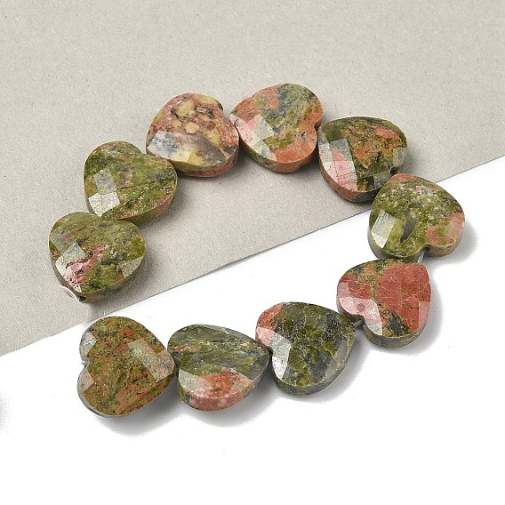Природные Unakite бисер нитей, граненые, сердце