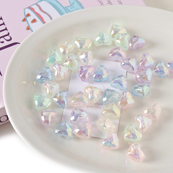 Непрозрачный акрил европейского бисера, бусины с большим отверстием, сердце