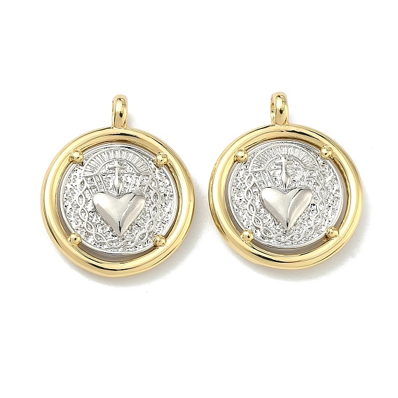 Латунные подвески, плоская круглая форма с амулетом в виде священного сердца, без кадмия и без свинца, долговечный, стойки покрытие