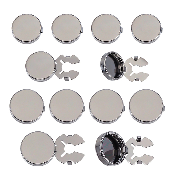 12 шт. 2 стили латунные запонки, плоско-круглые