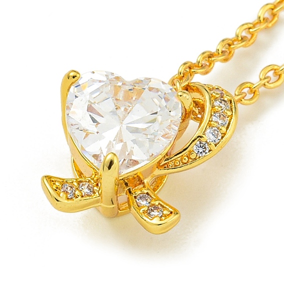 Ионное покрытие (ip) 304 ожерелья-цепочки из нержавеющей стали, латунные прозрачные кубические цирконии ожерелья с подвеской в форме сердца