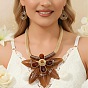 Aluminum & Resin Flower Statement Jewelry Set, Chunky Bib Necklace & Dangle Earrings Sets for Women