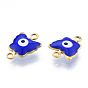 304 Stainless Steel Enamel Connector Charms, Real 18K Gold Plated, Butterfly with Evil Eye Charm