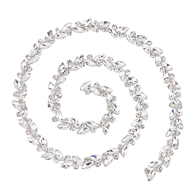 Glass Rhinestone Handmade Beaded Chains, with Alloy Findings