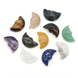 Carveing Face Crescent Moon Gemstone Display Decorations, Home Decoration