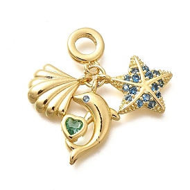 Стойка металлическая латунная микропрофилированная кубическая циркония подвески, подвески в виде морских звезд и дельфинов, долговечный, без свинца и без кадмия