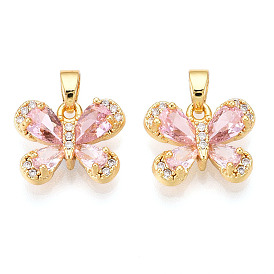 Латунные микро проложить кубического циркония прелести, без кадмия и без свинца, бабочка