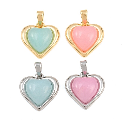 Brass & Resin Pendants, Heart Charm